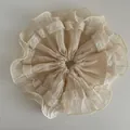 Detailansicht eines beigen Haargummis mit elegantem Spitzenbesatz und Lagen-Mesh-Design - Weiß