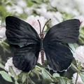 Realistic black artificial butterfly ornament with textured fabric wings for DIY crafts - Simulation Butterfly (Large 14) / 11cm / Solid Black