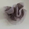 Detail of layered purple organza scrunchie with pleated texture for hair styling - Gray Purple