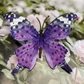 Artificial purple orchid butterfly ornament with detailed black spots and blue wing edges - Simulation Butterfly (Small 27) / 9cm / Purple Black Polka Dot