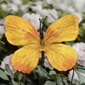 Vibrant yellow silk phalaenopsis orchid butterfly with realistic orange gradient wings - Simulation Butterfly (#21) / 11cm / Yellow