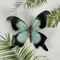 Teal and black faux butterfly orchid flower head for wedding DIY decor and crafts - Simulation Butterfly - Large / 11cm / Malachite green