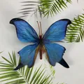Vibrant blue morpho butterfly artificial orchid flower decoration for wedding crafts - Simulation Butterfly - Large / 11cm / Sapphire Blue