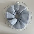 Chouchou géant double couche bleu clair en tulle transparent à pois élégant - Bleu