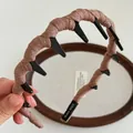 Solid mauve twisted headband with anti-slip hair clips for high cranial top style - Khaki
