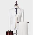 Traje blanco de tres piezas entallado para hombre con chaqueta, chaleco y corbata - S / Solo Americana Blanca