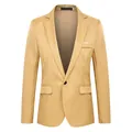 Getailleerde khaki herenblazer met een knoopsluiting en klassieke inkeping in de revers - S / Khaki
