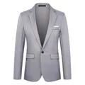 Slim fit grijs casual herencolbert met enkelknoops ontwerp en zakdetail voor heren - S / Grijs