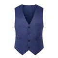Chaleco de traje ajustado azul real para hombre con cuello en V y cuatro botones - 3XL / Azul marino