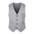 Men's slim fit V-neck waistcoat in grey with four-button front and classic pockets - 3XL / Tops / Gray