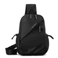 Sac de poitrine noir pour homme résistant à l'eau avec bandoulière sport décontracté - Noir