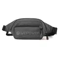 Dunkelgraue Sport-Bauchtasche mit WEPOWER-Logo und verstellbarem Nylon-Gurtband - Grau