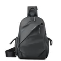 Sac de poitrine noir résistant à l'eau pour hommes avec sangle réglable et imprimé WE POWER - Gris