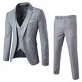 Grijs 3-delig herenkostuum slim fit met blazer, gilet en broek voor bruiloften - XS / Set (1901) / Lichtgrijs