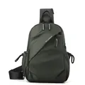 Sac de poitrine croisé en nylon vert olive résistant à l'eau avec plusieurs poches - Vert Militaire