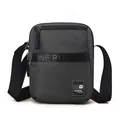 Modern dark grey cross body bag for men with adjustable nylon strap and woven texture - Gray