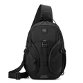 Borsa a tracolla leggera nera versatile con logo WEPOWER e striscia di sicurezza riflettente - Nero