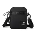 Borsa a tracolla versatile in nylon nero da uomo con tracolla regolabile e scomparti zip - Nero