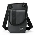 Dark grey outdoor crossbody bag in ripstop fabric with E POWER woven strap detail - Gray