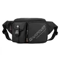 Waterproof black nylon crossbody sling bag with multiple compartments and adjustable strap - Black