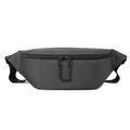 Dark grey nylon crossbody chest bag for men with dual zippers and Wepower branding - Gray