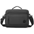 Modern black nylon crossbody bag for men with adjustable strap and multiple zip pockets - Gray