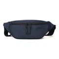 Minimalist navy blue lightweight sports waist bag with adjustable strap and dual zippers - Dark Blue