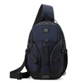 Marsupio monospalla blu scuro leggero con fibbia regolabile e tasca frontale con zip - Blu scuro