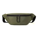 Olive green lightweight crossbody chest bag in durable nylon with dual zippers - Army Green
