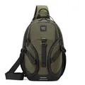 Borsa a tracolla in nylon verde militare impermeabile con logo WEPOWER e striscia riflettente - Verde Militare