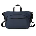 Navy blue nylon men's crossbody chest bag with adjustable strap and top handle - Dark Blue