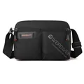 Men's large capacity black nylon messenger bag with adjustable strap and functional pockets - Black