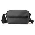 Dark grey minimalist crossbody bag with WE POWER printed strap and honeycomb texture - Gray