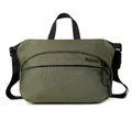 Olive green men's cross body bag in durable nylon with front branding and top handle - Army Green