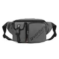 Waterproof dark grey nylon waist bag with adjustable strap and tactical pockets - Gray