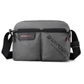 Men's casual large capacity canvas crossbody bag in dark grey with adjustable strap - Gray