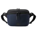 Navy and black multi-purpose sports waist bag with dual zippers and adjustable strap - Dark Blue