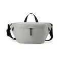 Modern light grey high-capacity crossbody chest bag with adjustable black strap and buckle - Small / Gray