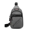 Business casual grey men's sling bag with black strap and WEPOWER brand logo - Gray