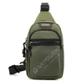 Army green nylon crossbody chest bag with adjustable strap and front zipper pocket - Army Green