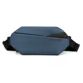 Men's geometric chest bag in misty blue and black with adjustable nylon shoulder strap - Dark Blue