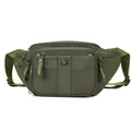 Army green waterproof nylon waist bag with multi-zipper pockets and adjustable strap - Army Green