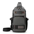 Versatile grey nylon crossbody chest bag for men with multiple zipper compartments - Gray