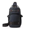 Dark blue waterproof chest bag with orange zipper accents and Wepower logo - Dark Blue