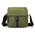 Olive green techwear crossbody bag with black nylon strap and buckle closure - Army Green