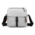 Versatile light grey messenger bag with durable nylon fabric and secure buckle closure - Glacier Grey