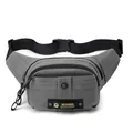 Gray multi-layer casual waist bag with adjustable strap and front pocket detail - Gray