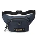 Navy blue multi-layer lightweight sports waist bag with adjustable strap and logo - Dark Blue