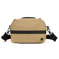 Waterproof khaki crossbody bag with matte finish and black adjustable strap - Khaki