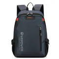 Navy blue large capacity waterproof backpack with orange zippers and WEPOWER logo - Dark Blue